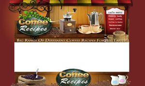 Thumbnail Coffee Recipes PSD Minisite HTML Graphics Ready Made Web Template